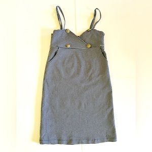 Gingham black and white dress with vintage buttons, size S